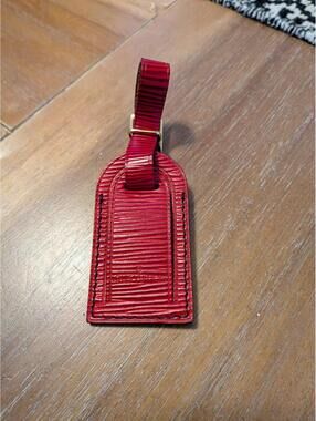 Nice! Louis Vuitton Red Epi Leather Luggage Tag  LV